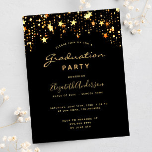 Graduierungsparty 2023 schwarze goldene Sterne Postkarte