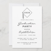 Graduierungsparty 2024 Moderner Schwarz-weißer Top Einladung (Vorderseite)