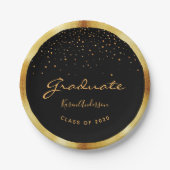 Graduierungsparty 2025 Absolvent schwarzes Gold Pappteller (Vorderseite)
