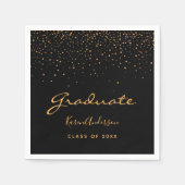 Graduierungsparty 2025 Absolvent schwarzes Gold Serviette (Vorderseite)