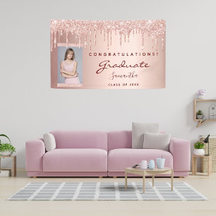 Graduierungsparty 2025 Foto Rose Gold Tropfen Banner