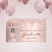 Graduierungsparty 2025 Foto Rose Gold Tropfen Banner