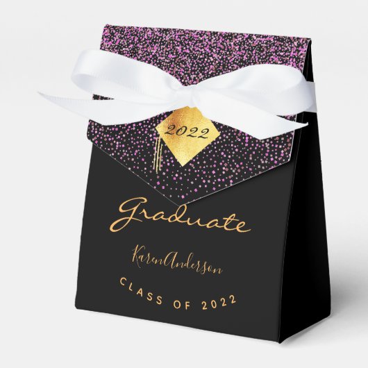 Graduierungsparty 2025 Graduate Black Gold lila Geschenkschachtel (Vorderseite)