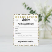Graduierungsparty Advice Card Confetti Black Gold (Stehend Vorderseite)