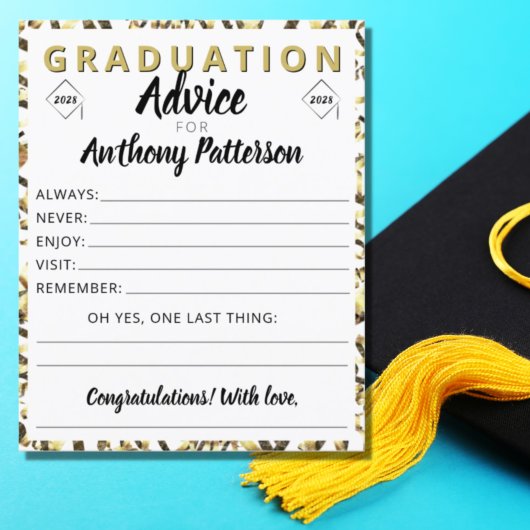 Graduierungsparty Advice Card Confetti Black Gold