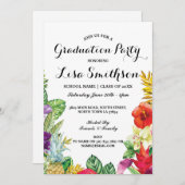 Graduierungsparty Aloha Tropical Luau Party Einlad Einladung (Vorne/Hinten)