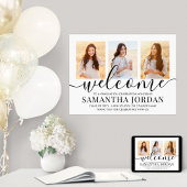Graduierungsparty Begrüßung 3 FotoCollage Weiß Poster