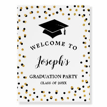 Graduierungsparty Begrüßung Black & Gold Glitzer