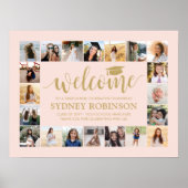 Graduierungsparty Begrüßungsfoto Collage Blush Pin Poster (Vorne)
