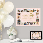 Graduierungsparty Begrüßungsfoto Collage Blush Pin Poster