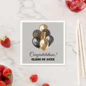 Graduierungsparty Black and Gold Balloons Gray Serviette (Beispiel)