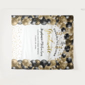 Graduierungsparty Black Gold Balloons Streamers Wandteppich (Vorderseite (Horizontal))