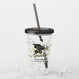 Graduierungsparty Black Gold Stars Personalisiert Acryltrinkbecher