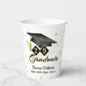 Graduierungsparty Black Gold Stars Personalisiert Pappbecher (Rückseite)