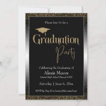 Graduierungsparty Black & White Ombre Gold Confett