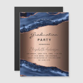 Graduierungsparty Blue Age Rose Gold Luxus Magneteinladung (Vorne/Hinten)