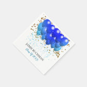 Graduierungsparty Blue Balloons Gold Confetti Serviette (Ecke)