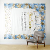 Graduierungsparty Blue Gold Balloons Streamers Wandteppich (Beispiel (Horizontal))