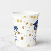 Graduierungsparty Blue Gold Confetti Personalisier Pappbecher (Rechts)