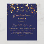 Graduierungsparty Blue Gold Stars Einladung Flyer (Vorne)