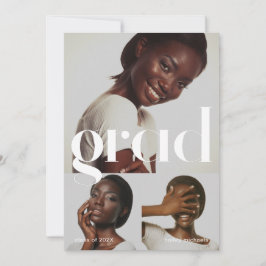 Graduierungsparty Blue Gray Drei FotoCollage Einladung