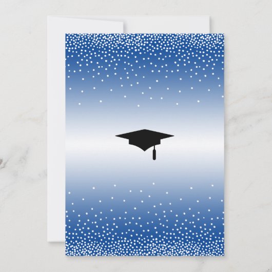 Graduierungsparty Blue Ombre Confetti Einladung (Rückseite)