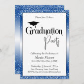 Graduierungsparty Blue Ombre Confetti Einladung (Vorne/Hinten)