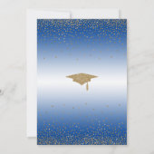 Graduierungsparty Blue Ombre Gold Confetti Einladung (Rückseite)