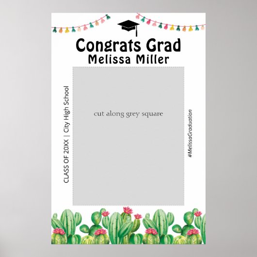 Graduierungsparty Cactus Fiesta Stand Frame Poster (Vorne)