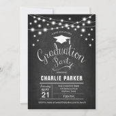 Graduierungsparty - Chalkboard-Muster Einladung (Vorderseite)