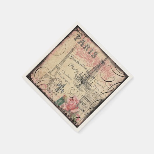 Graduierungsparty Chic Eiffelturm & Chandelier Serviette (Ecke)