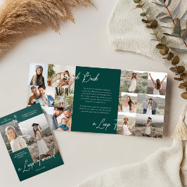 Graduierungsparty Dann & Jetzt Grad FotoCollage Dreifach Gefaltete Ankündigung