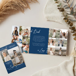 Graduierungsparty Dann & Jetzt Grad FotoCollage Dreifach Gefaltete Ankündigung