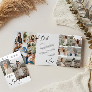 Graduierungsparty Dann & Jetzt Grad FotoCollage Dreifach Gefaltete Ankündigung