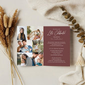 Graduierungsparty Dann & Jetzt Grad FotoCollage Dreifach Gefaltete Ankündigung