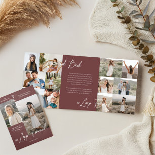 Graduierungsparty Dann & Jetzt Grad FotoCollage Dreifach Gefaltete Ankündigung