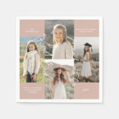 Graduierungsparty Dann & Jetzt Grad FotoCollage Serviette (Vorderseite)