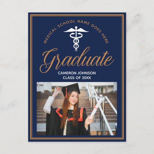 Graduierungsparty der Blue Medical School Foto Ankündigungspostkarte (Vorderseite)