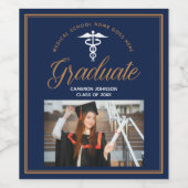 Graduierungsparty der Blue Medical School Foto Weinetikett (Einzelnes Label)