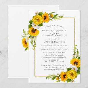 Graduierungsparty der Gelbblütenblume Einladung