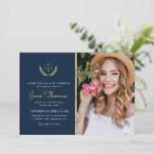 Graduierungsparty der Marine und des Goldgesetzes Einladung (Stehend Vorderseite)