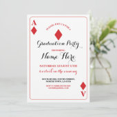 Graduierungsparty Diamond Playing Card Vegas Einla Einladung (Stehend Vorderseite)