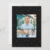 Graduierungsparty drei Foto Schwarz-weiß Konfetti Einladung (Rückseite)