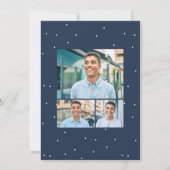 Graduierungsparty drei Foto Spaß Marine Konfetti Einladung (Rückseite)