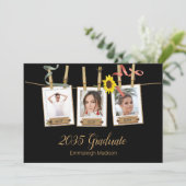 Graduierungsparty Dreifachfoto Collage Einladung (Stehend Vorderseite)