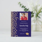 Graduierungsparty dunkelblaues Foto Einladung (Stehend Vorderseite)