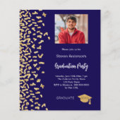 Graduierungsparty dunkelblaues Foto Einladung (Vorderseite)