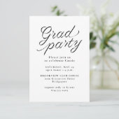 Graduierungsparty einfach schwarz-weiß begleitkarte (Stehend Vorderseite)