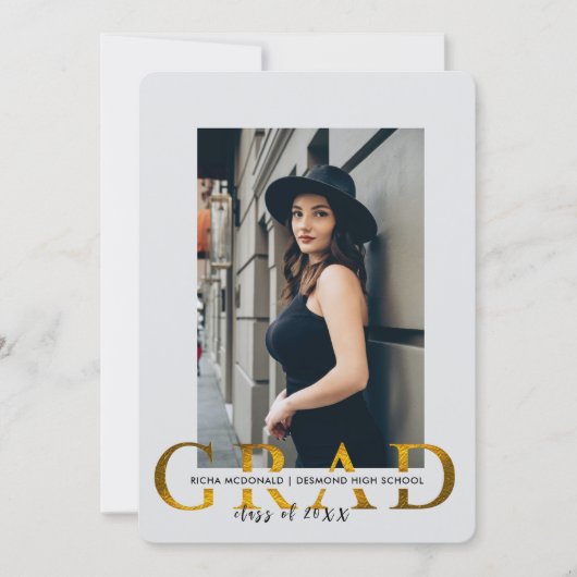 Graduierungsparty Einladung, Minimal Foto Grad Par Einladung (Vorderseite)