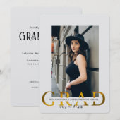 Graduierungsparty Einladung, Minimal Foto Grad Par Einladung (Vorne/Hinten)